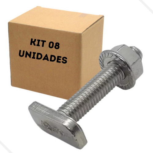 08 Parafusos Martelo T Inox 304 / M8x30mm / Porcas Flange M8