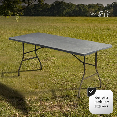 Imagen 8 de 8 de Mesa Plegable Tipo Madera 1.80m Plastico Resistente Exterior
