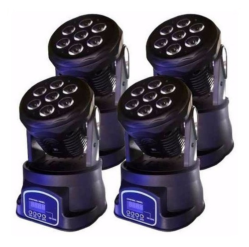 Combo 4 Cabezales Led 7 Led X 10w Rgb Movil Robot 360° Dmx