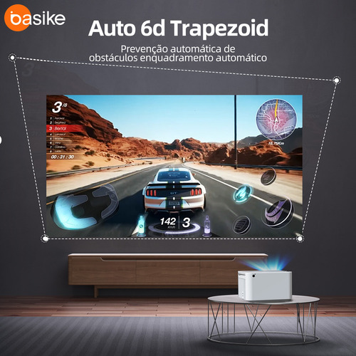 Basike Projetor Hd 4k Android 11 Full 1080p Bluetooth 5.0 Wifi 2.4g + 5g 12000lm Projetor,cinema Em Casa,mini Projetor Inteligente Portátil Compatível Com Ios/android,autofoco