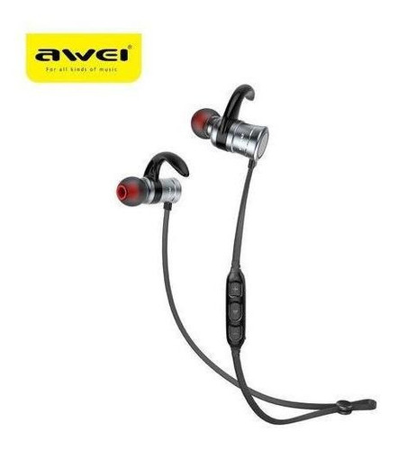 Imagen 2 de 4 de Audífonos Magnéticos Awei Ak5 Inal. Bt Deportivos Gris Kusa-