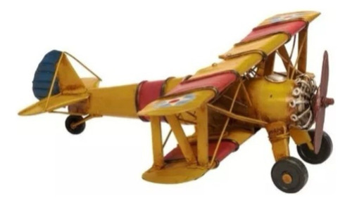 Avioneta Amarilla Chapa Miniatura Vintage Deco Aviacion