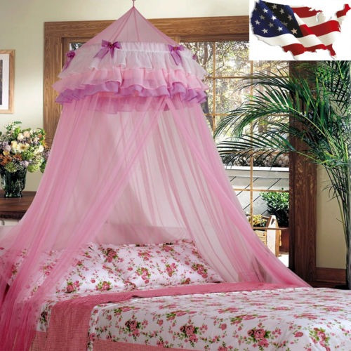 Elegante Cama De Encaje Mosquitera Mesh Canopy Redonda Domo 