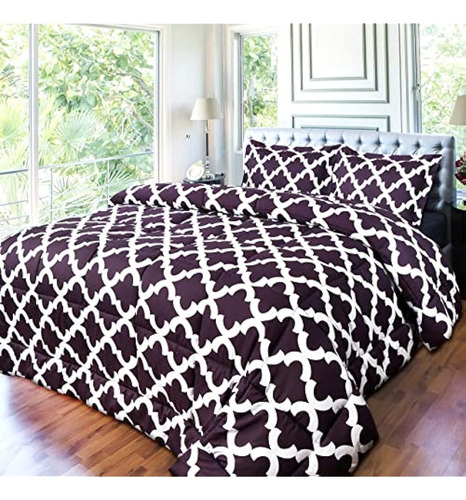 Juego De Edredón Estampado Utopia Bedding (queen, Plum) Con 