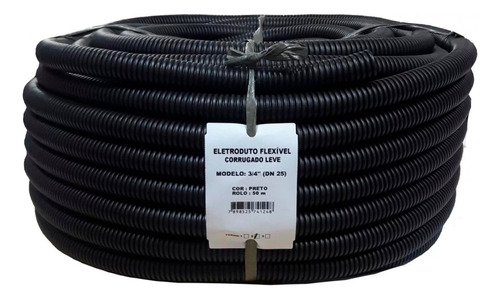 Eletroduto Corrugado (conduite) Preto 3/4'' 50m Leve Volpato