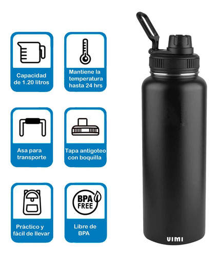 Botella Agua Fría Caliente 1.2 L Termo Acero Inoxidable