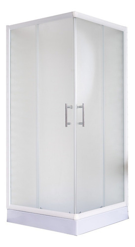 Box Ducha Mampara Gorena 80cm Cabina C/base 15 Cm Toronto Armazón Blanco Panel Esfumado