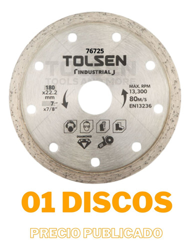 Disco Diamantado De 7 Pulgadas  Continuo 76725, Tolsen