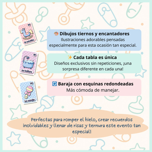 Lotería Impresa Baby Shower - Unisex - 30 Tablas Y Barajas