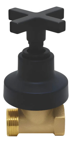 Kit Registro Chuveiro 1416 Completo Em Metal 3/4" Com Acabamento Cruzeta C-22 Preto