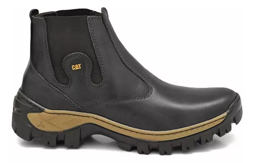 Coturno Bota Caterpillar PVC Cano Curto Preto Palmilha Anatômica Gel Preto