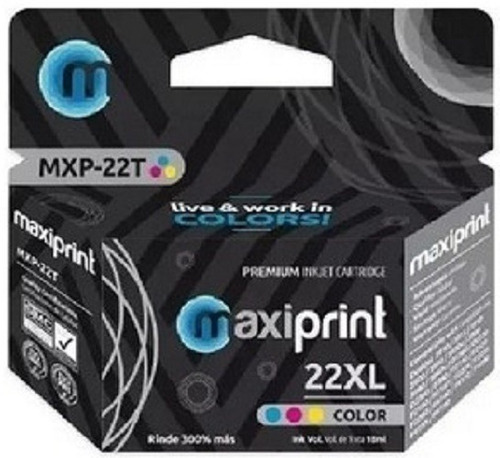 Cartucho Compatible Hp Marca Maxiprint 22 Tri Color Xl