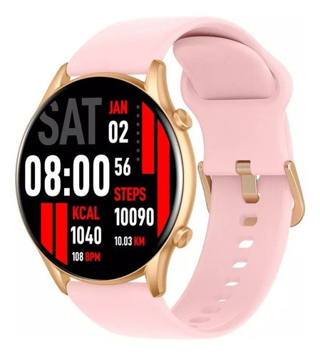 Reloj Smartwatch Mujer Watch Kr Llamadas Rosa Android Pcreg