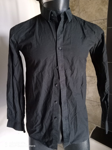 Camisa Zaraa Man Grande Ultra Slim (xs-ch)negra Y Lunares 