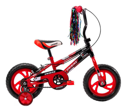 Bicicleta Infantil Unibike Goma Para Niño Niña Tek R12 Color Rojo