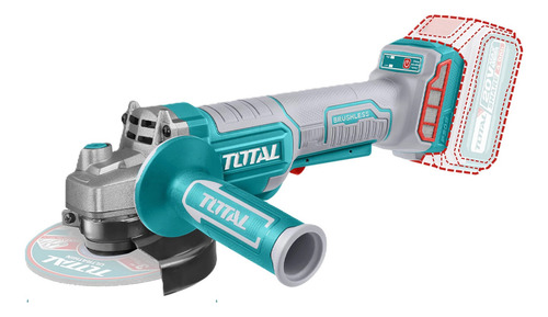 Amoladora Inalámbrica Total - Motor Brushless, Sin Carbones - 4.1/2 Pulgadas, 115mm - No Incluye Batería Ni Cargador - TAGLI211156