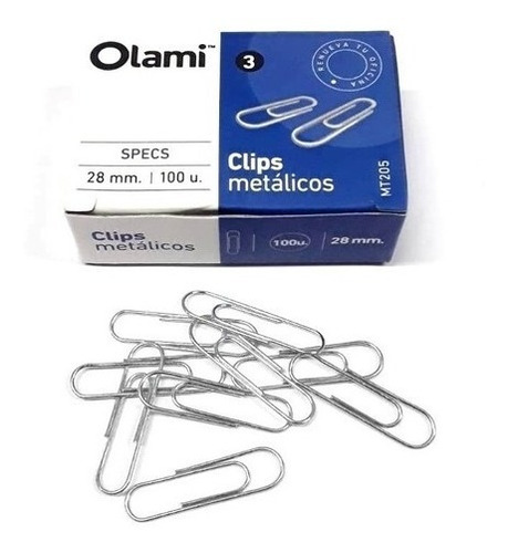 Clips Metal Olami N°3 28mm Cajita X 100 Mt205
