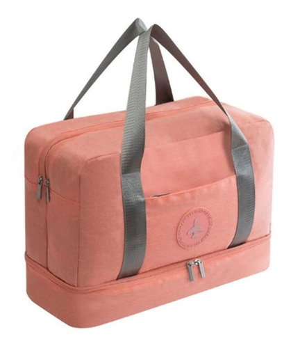 Mochila Bolsa Maleta De Viaje Deportiva Con Asas Color Rosa Diseño De La Tela Liso