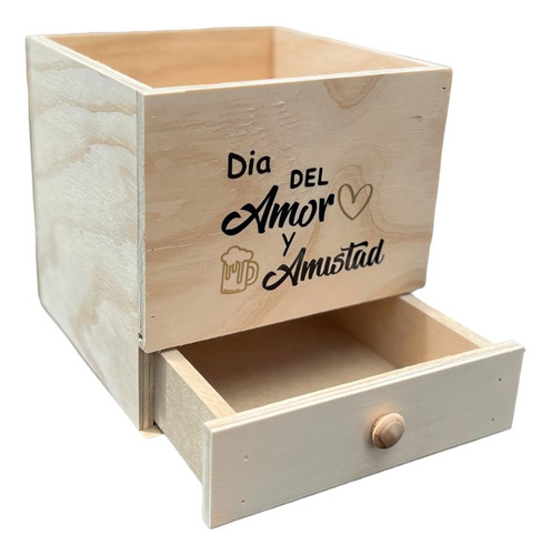 Caja De Madera Para Regalo Ancheta Amor Y Amistad 20x20x18cm