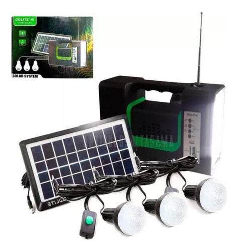 Kit Panel Solar Con Batería Y 3 Bombillos De 3w Carga Usb 5v