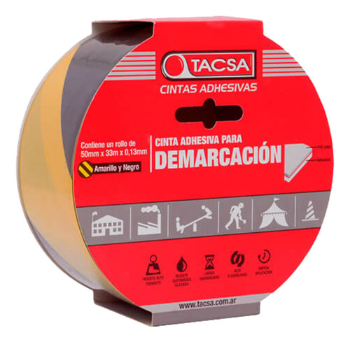 Cinta Para Demarcación Tacsa Amarilla Y Negra Color Amarillo y Negro Rayado