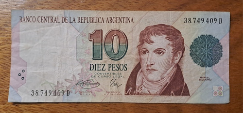 Argentina Bottero N 3046 10 Pesos Convertibles 1996. Usado 