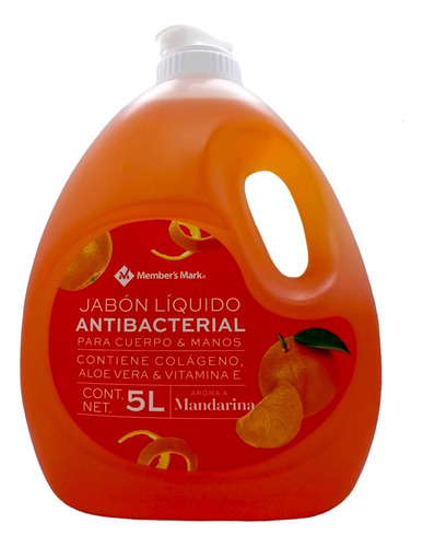 Jabon Liquido Antibacterial Members Mark 5l Aroma Mandarina