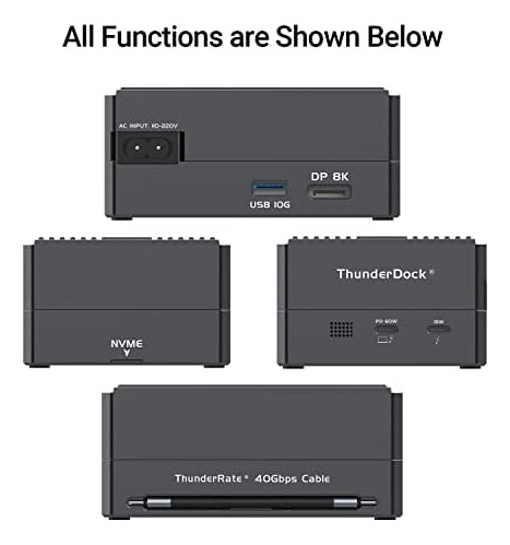 Gan Thunderbolt 3 Dock, Jeyi 8-in-1 Dual Thunderbolt 3 Docki