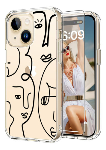 Funda Icedio, Para iPhone 15, Diseño De Mujer, Transparente