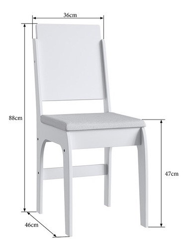 Conjunto C/ 2 Cadeiras Em Mdf Com Tecido Corino 916 - Branco