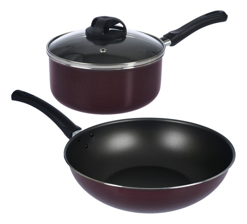 Batería De Cocina 3 Piezas Cacerola Wok Aston 