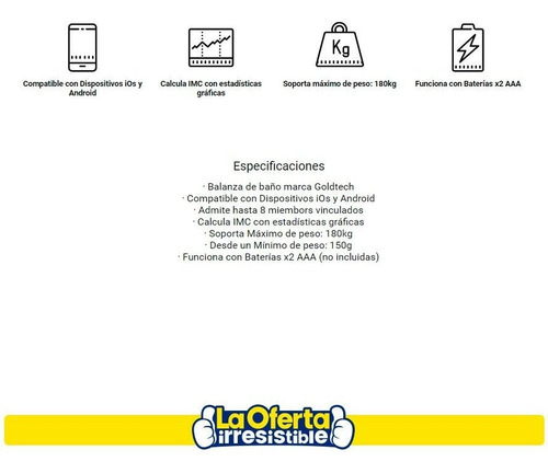 Balanza Baño Smart Calcula Imc App Celular Ios Android Loi
