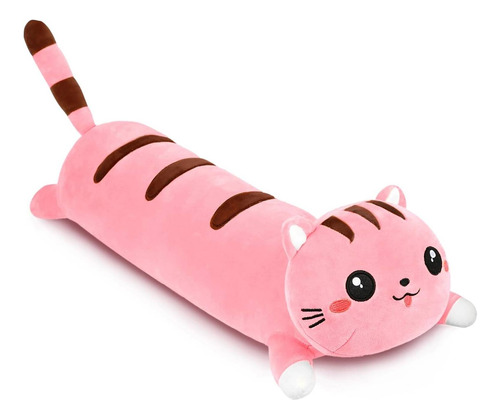 Peluche Gato Kawaii 70cm Almohada Larga De Felpa Suave Cojín