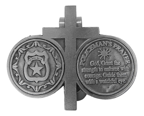 Medalla Religiosa Peltre Para Oracion Policia Cruz Visera 2