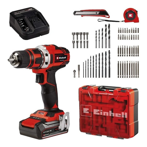 Parafusadeira Furadeira Einhell Te-cd 18/40 Li+ Kit 69 Pç