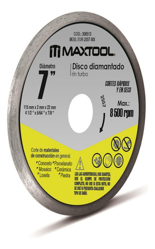 Disco Diamantado Rin Continuo De 7puLG Maxtool 308512 Color Plateado