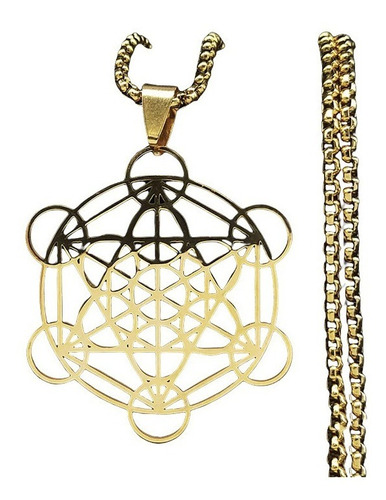 Collar Dije Cubo De Metatrón Energía Arcángel Acero Inoxi Pr