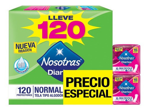 Protectores Nosotras Normal X120 + Multiestilo X30