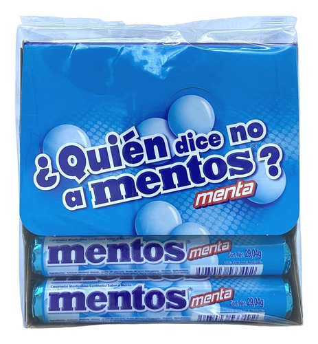 Mentos Sabor Menta 12 Rollos De 29.04g Caramelos Masticables