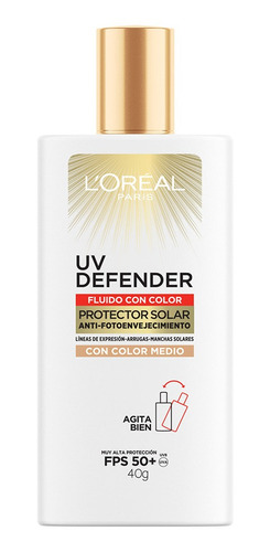 Protector solar L'Oréal Paris Skin Medio FPS 50 UV Defender en fluído 1 unidad de 136 mL 60 g