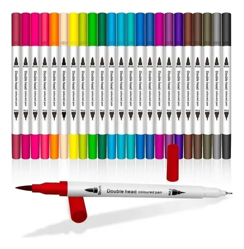 Marca-texto Jojo Caneta Brush Pen 24 Cores Dupla Ponta Estojo