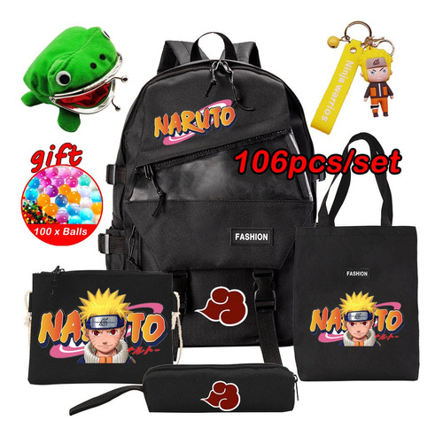 106 Piezas Naruto School Bag Estuche Estuche Bandolera+llave 