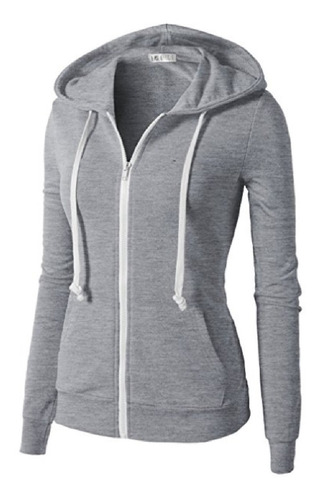 Campera Hoodie Con Capucha Slim Fit Mujer Algodón