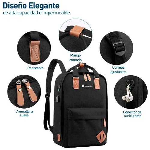 2 Mochilas Escolar Para Laptop Antirrobo 3 Piezas Casual Color Negro Diseño de la tela Lisa