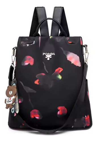 Mochila Antirrobo Poaba Tela Estampada Impermeable Diseños Flores Estampado