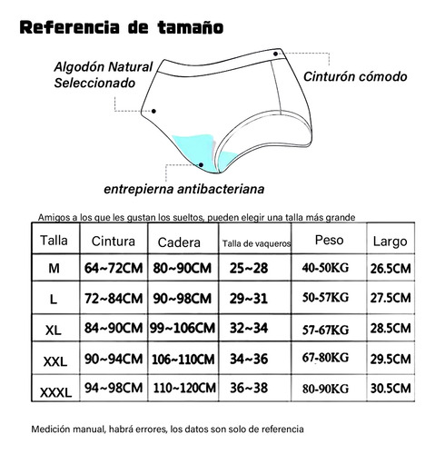 Bragas De Algodón De Cintura Alta De Talla Grande Para Mujer