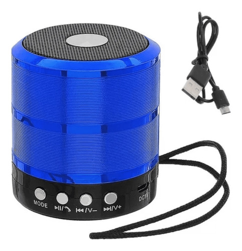 Caixa D Som Bluetooth Sem Fio Portátil Potente Mp3 Fm Sd Usb Cor Azul