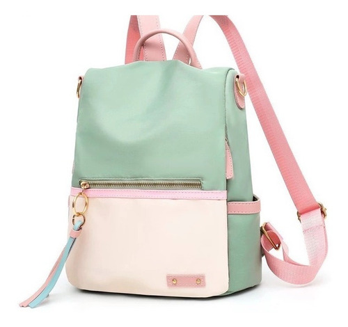Imagen 1 de 1 de Mochila Mujer Moda Impermeable Antirrobo Backpack Verde Agua