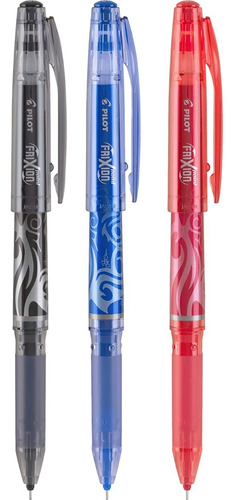 3 Plumas Pilot Frixion Point Bolígrafo Tinta Borrable Gel Tinta Negro, Azul Y Rojo Exterior Negro/azul/rojo