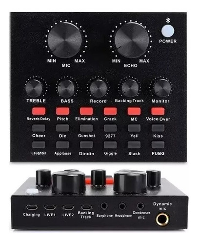 Kit Interface Mesa V8 + Microfone Bm800 Braço Articulado Cor Preto